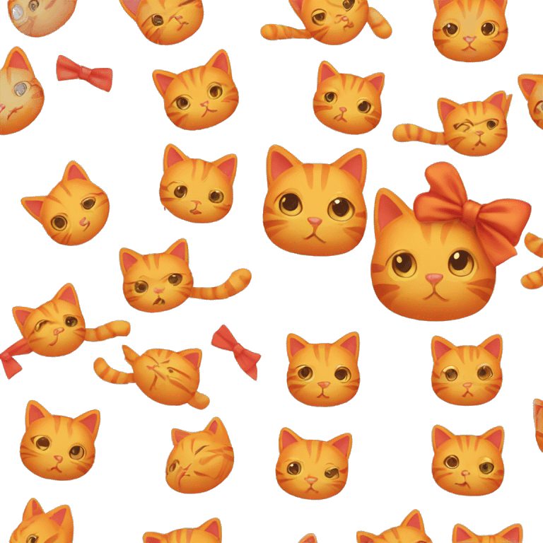 little orange cat whit a bow emoji