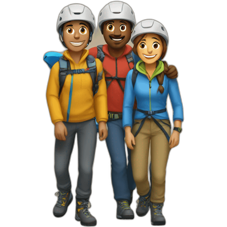 three climbers friends emoji