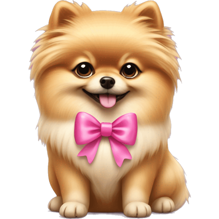 Pomeranian dog with pink bow emoji