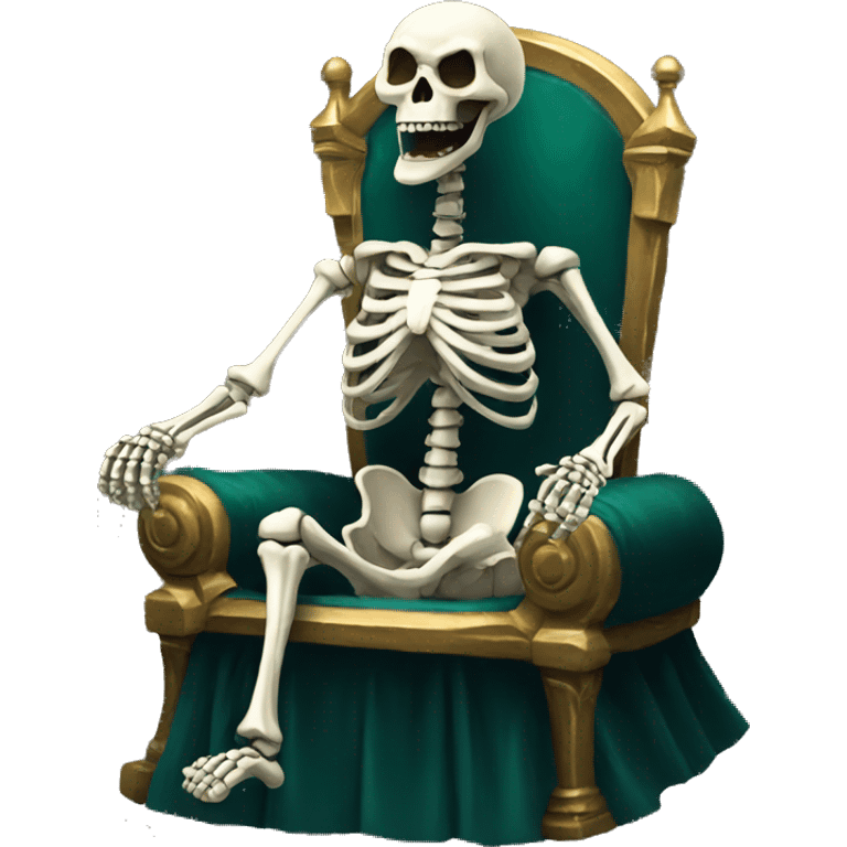 A laughing skeleton on a throne emoji