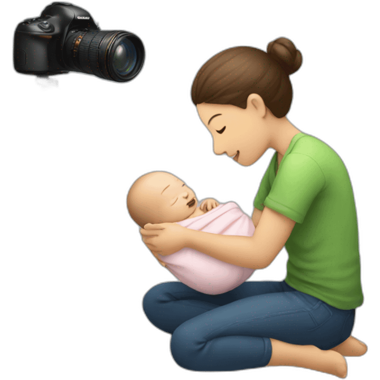 photographer photographing a newborn emoji