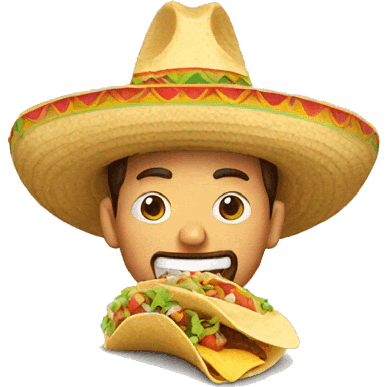 A man with a sombrero and eating a taco  emoji