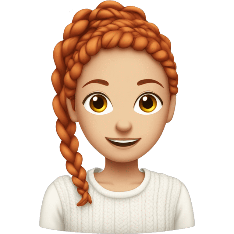 Pretty red haired girl with braids and with white sweater  emoji