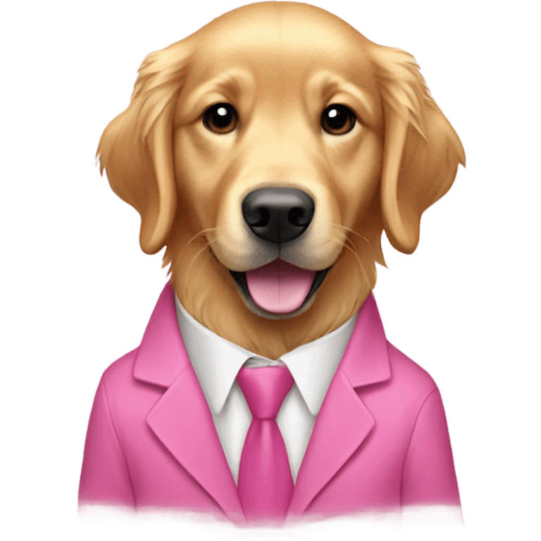 Golden retriever in pink suit  emoji