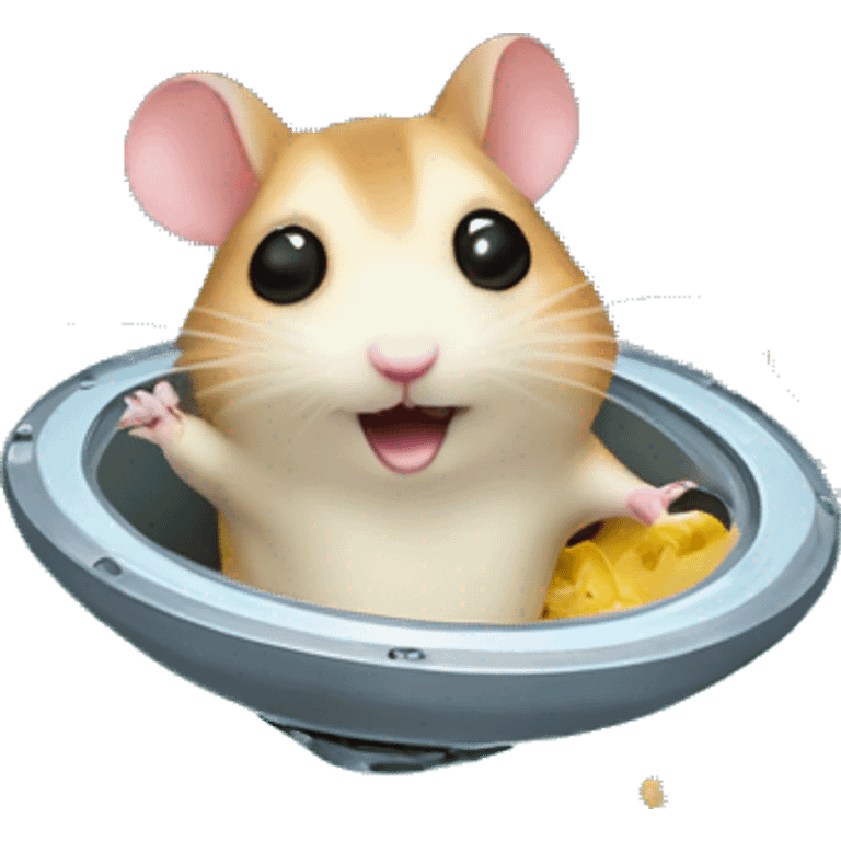 alien hamster in a ufo abducting cheese emoji