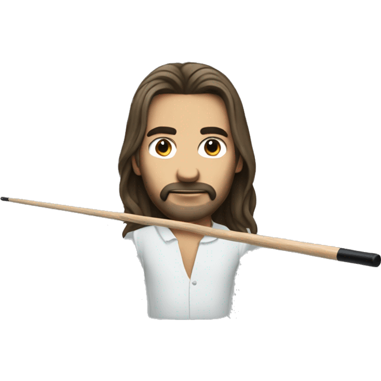 man with long hair whearing a pool cue emoji