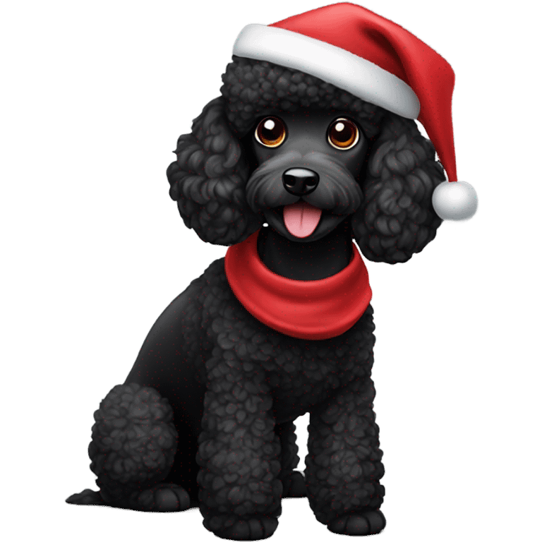 black poodle wearing santa hat emoji