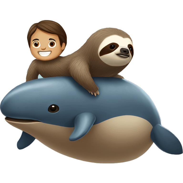 Sloth riding back of whale emoji