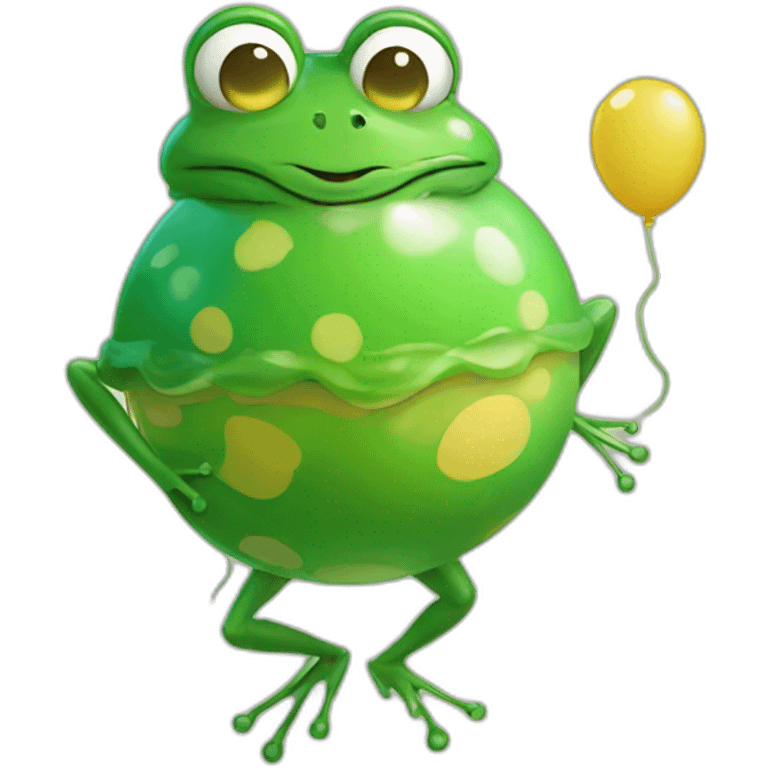 Little frog with ballom emoji