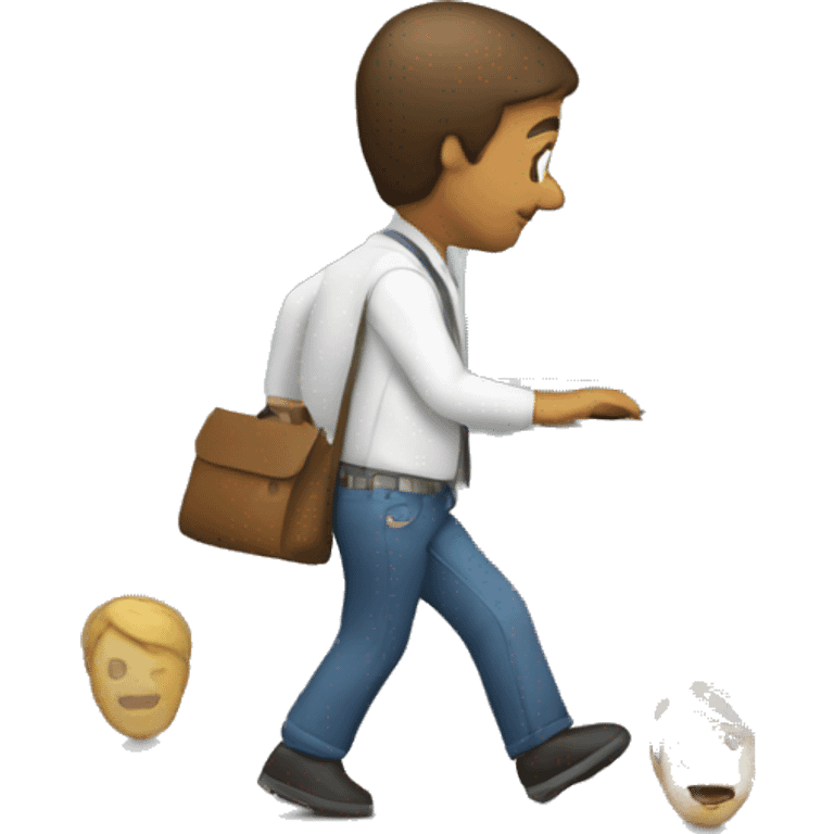 A person is walking while working on a computer, very busy. emoji