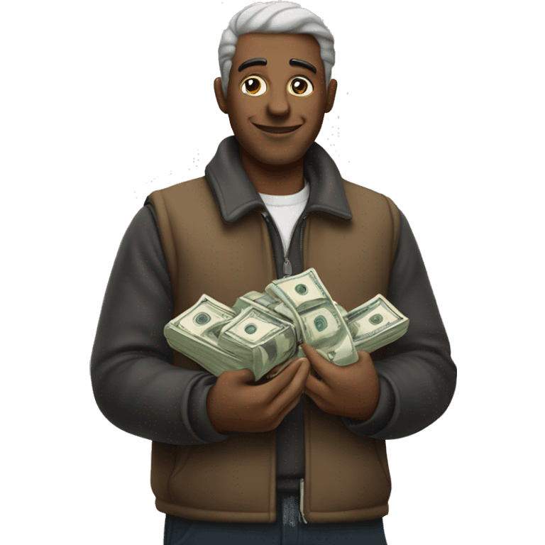 Man full of money in his hands. emoji