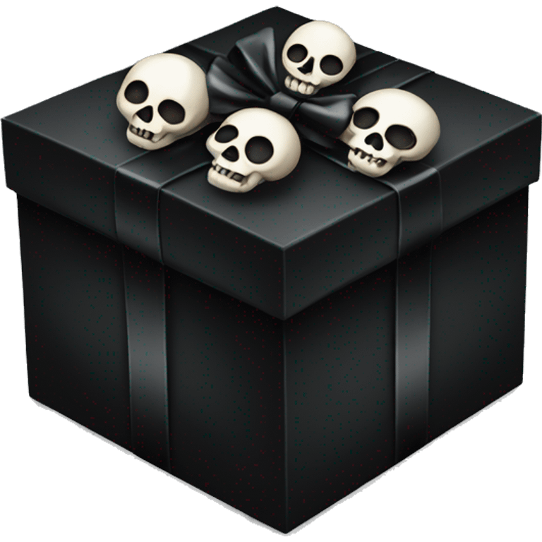 black gift box with skulls emoji