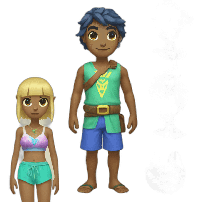 The legends of Zelda with beach clothes emoji