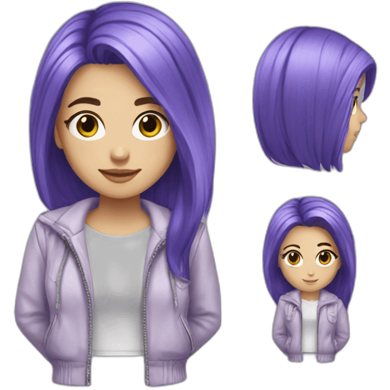 purple blue hair jacket white girl emoji