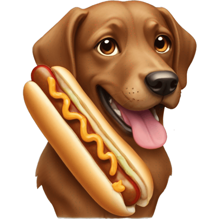 dog eating hotdog emoji