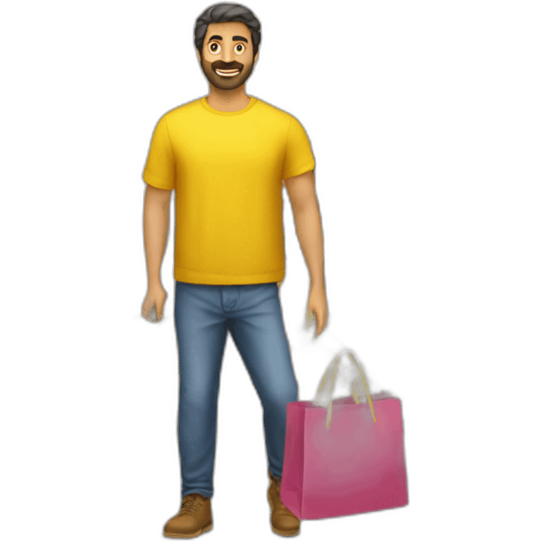 Armenian men doing shopping  in yellow clothes  emoji