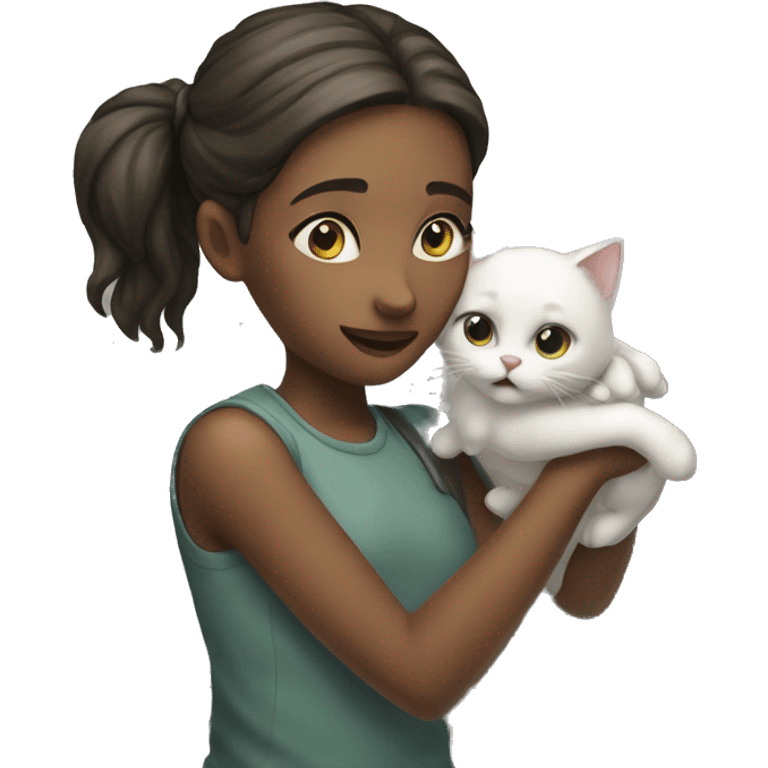 girl holding cat by sink emoji