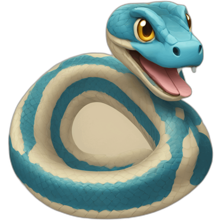 snake blue and beige scary emoji