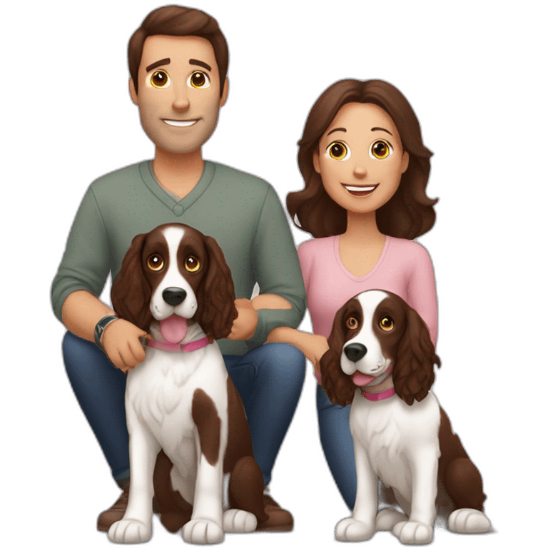 Springer spaniel with owner mom and dad emoji