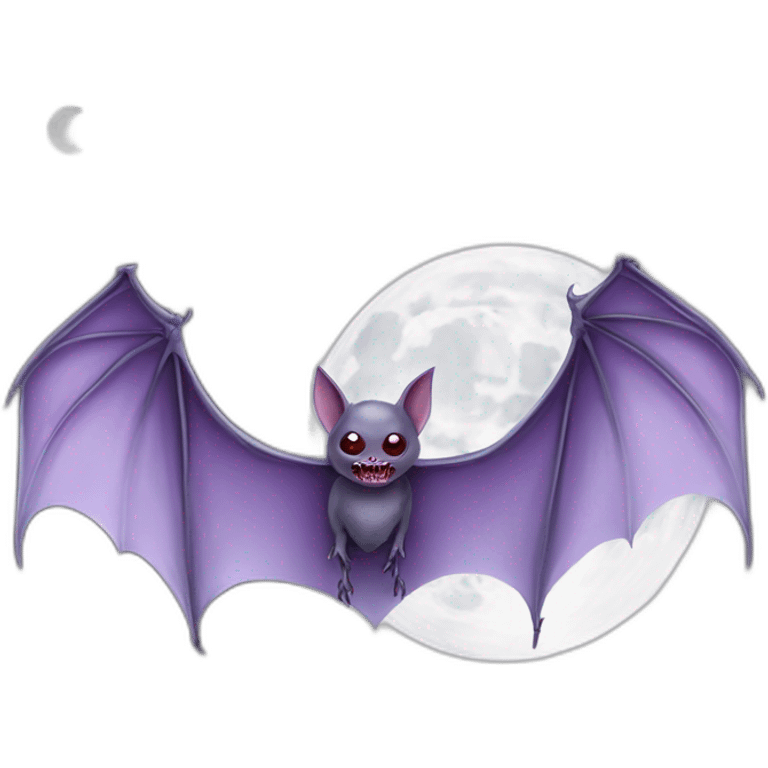 purple dripping vampire bat wings flying  in front of large realistic white and grey full moon emoji