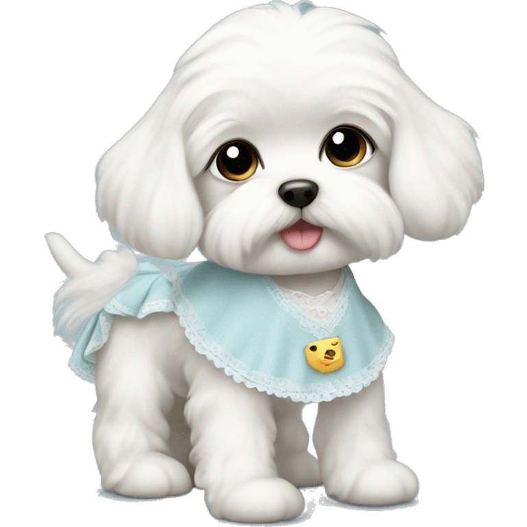 white baby maltese wearing a dress emoji