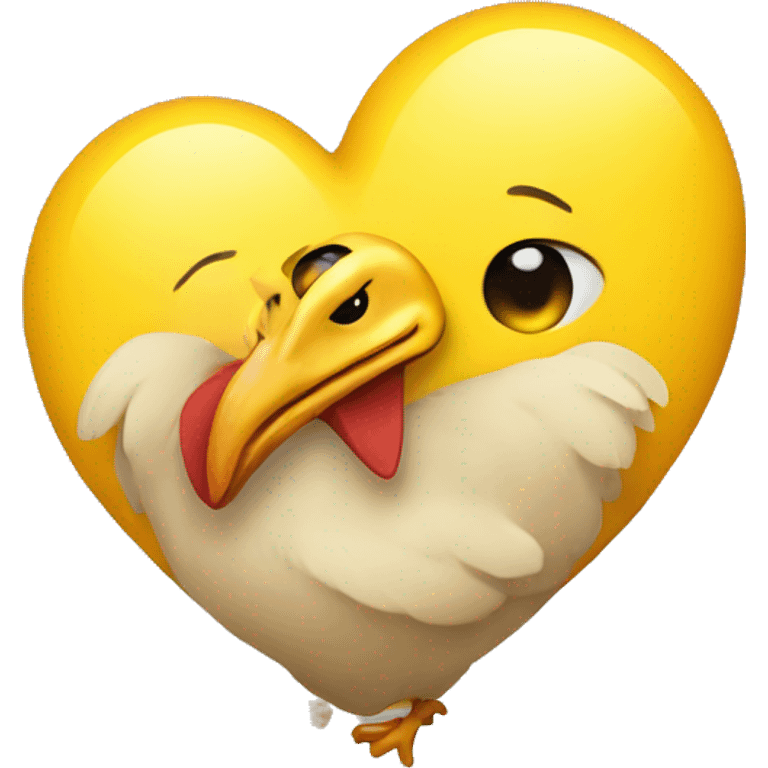 Yellow heart with chicken legs emoji