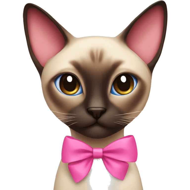 Siamese cat with pink bow emoji