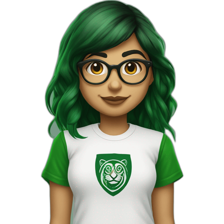 Mia Khalifa white tshirt green sleeves slytherin logo emoji