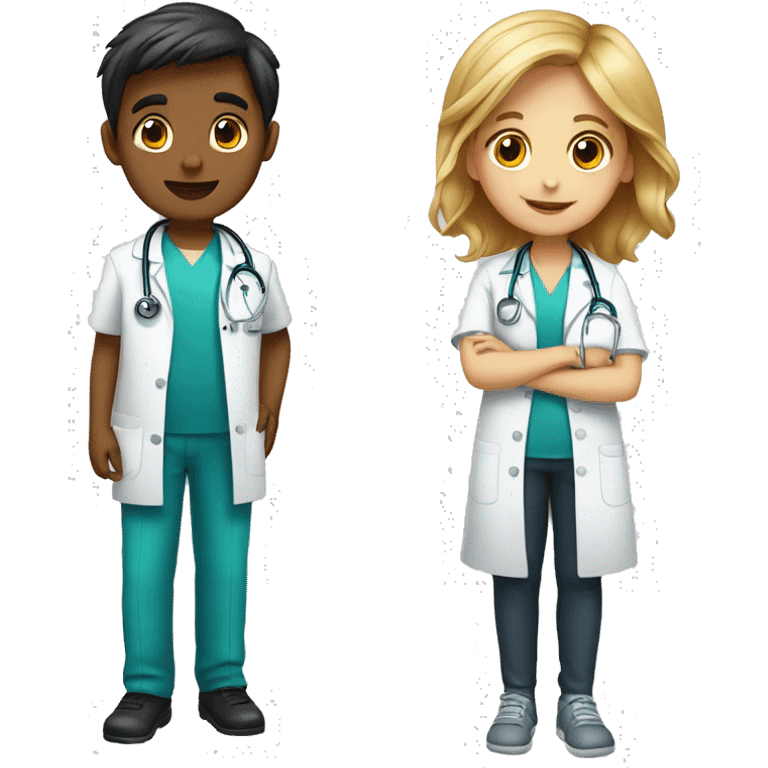 children doctor boy and girl emoji