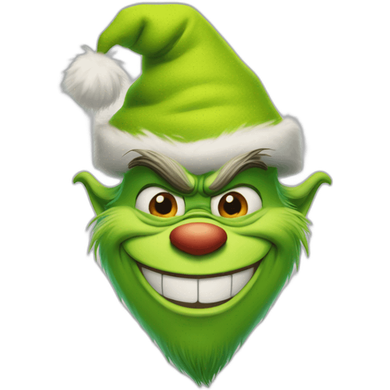 Grinch con outfit de navidad sonriendo emoji