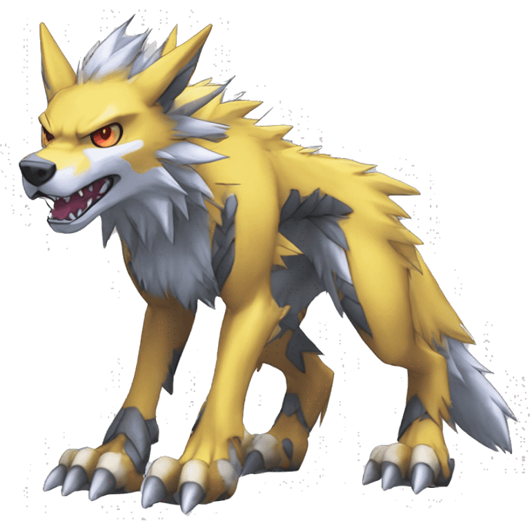  Cool Edgy Digimon-Fakemon-Garurumon-Loogamon-Dorulumon-Wolf full body emoji