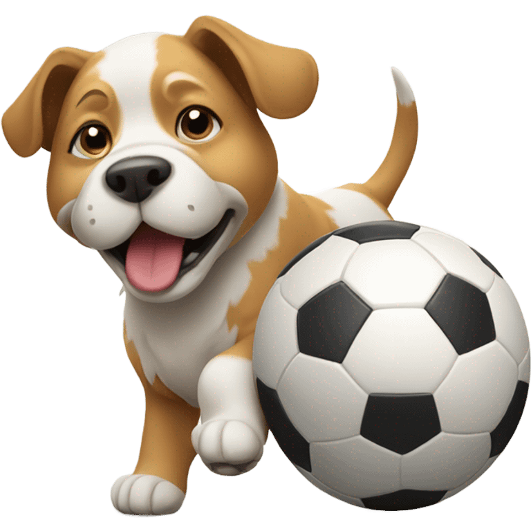 Dog playing soccer emoji