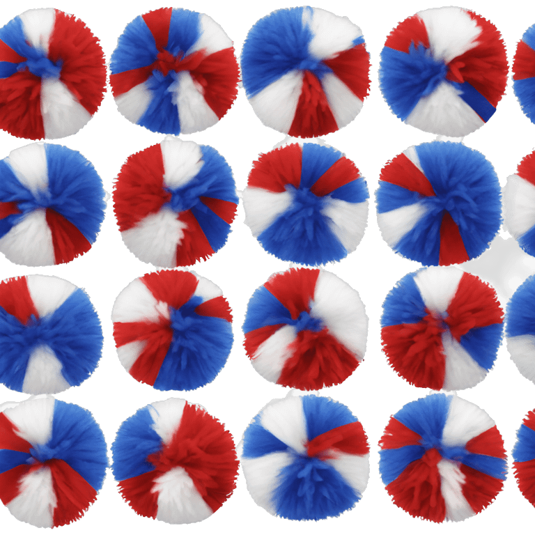 red, white, and blue pom poms emoji