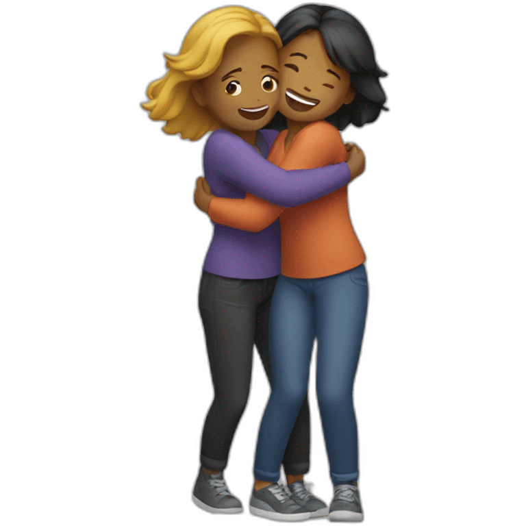 two women hug emoji