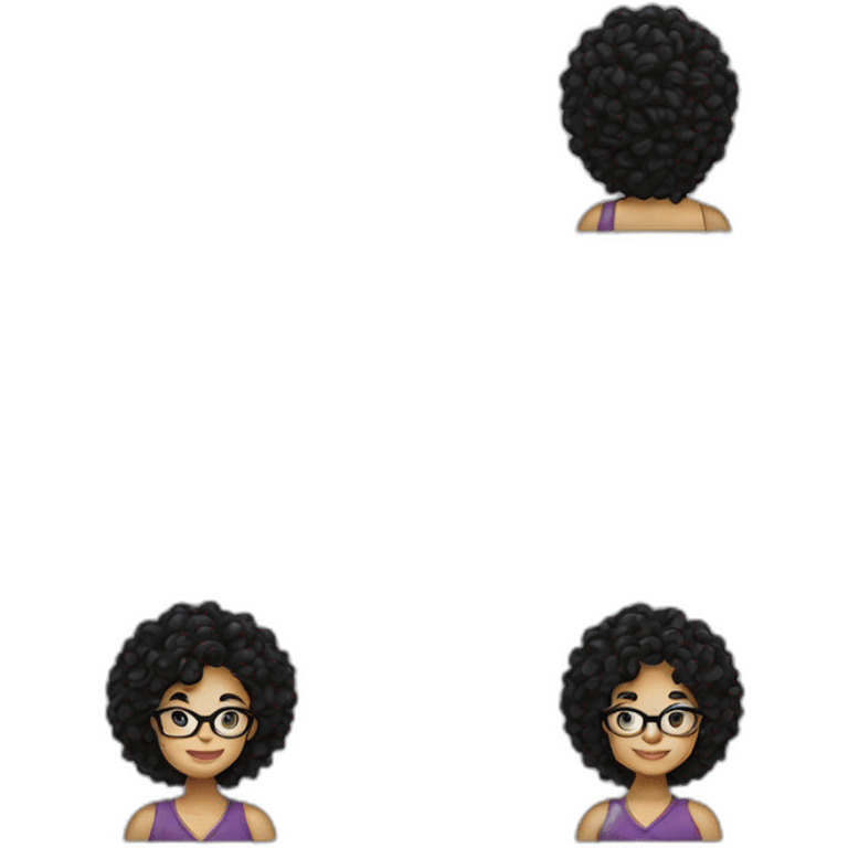 white woman long curly black hair glasses emoji