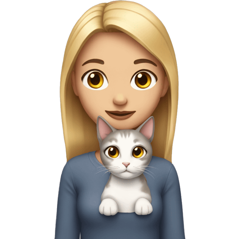 Girl with cat  emoji