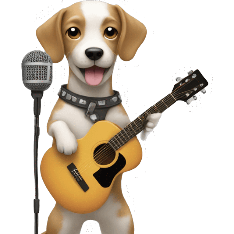 Dog with mic and guitar emoji