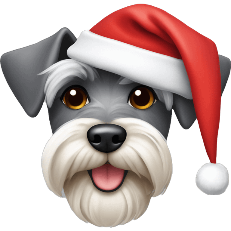 Miniature schnauzer wearing a Santa hat emoji