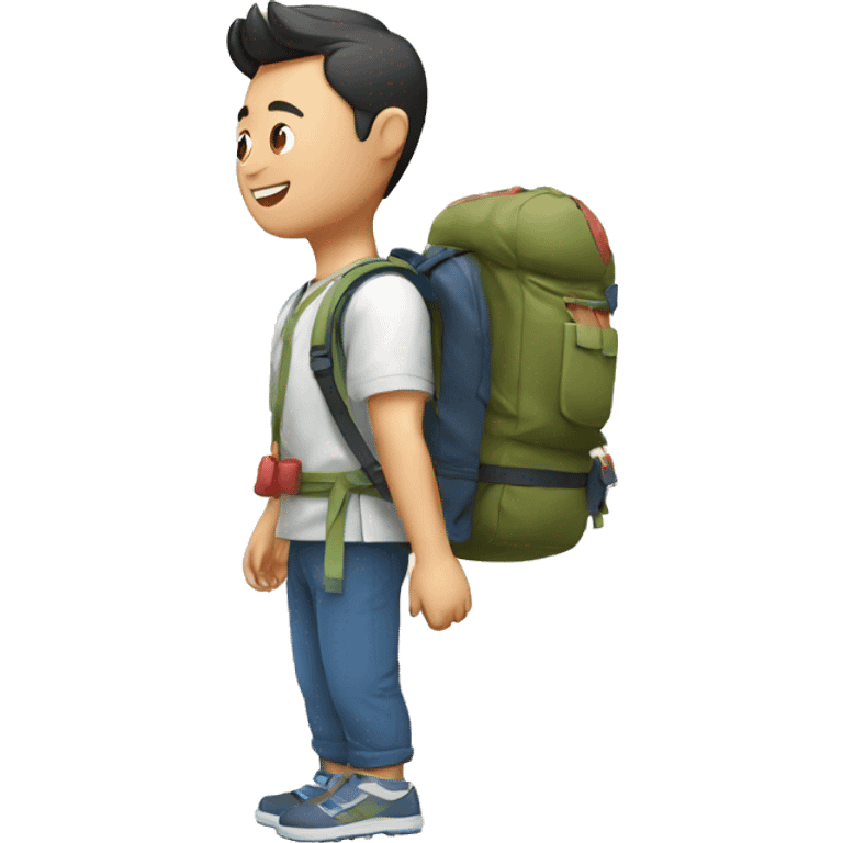 korean men with a backpack travel in Thailand emoji