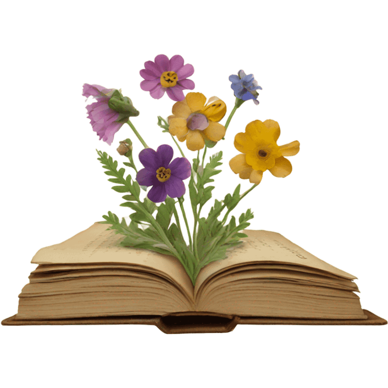 book with some pressed flowers on the pages  emoji