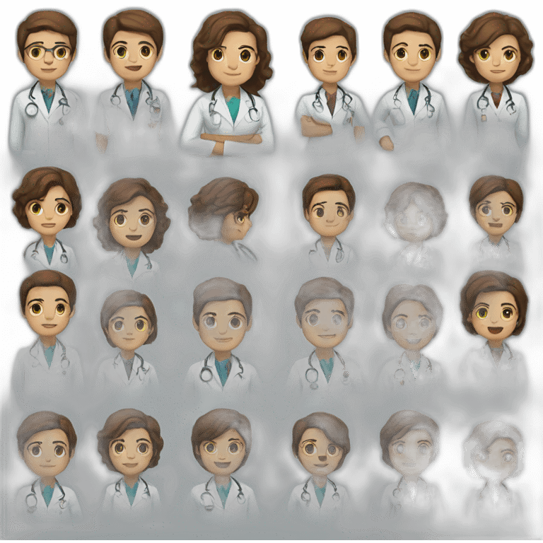 doctor, white skin, brown hair, emoji