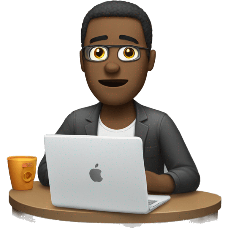 man slacking off not doing work on computer emoji