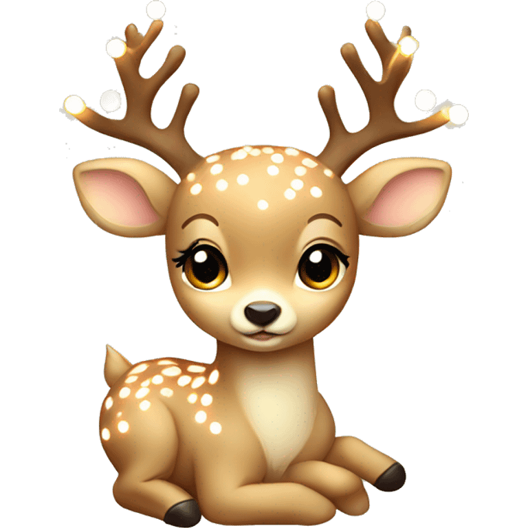 Beige asthetic Christmas Baby deer with lights emoji