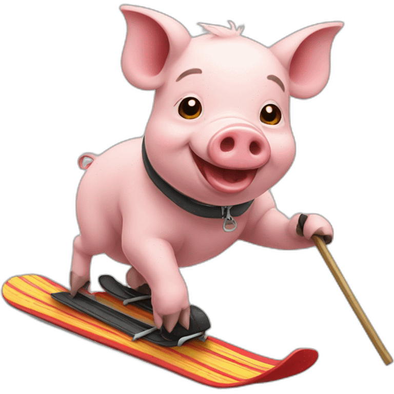 Pig skiing emoji