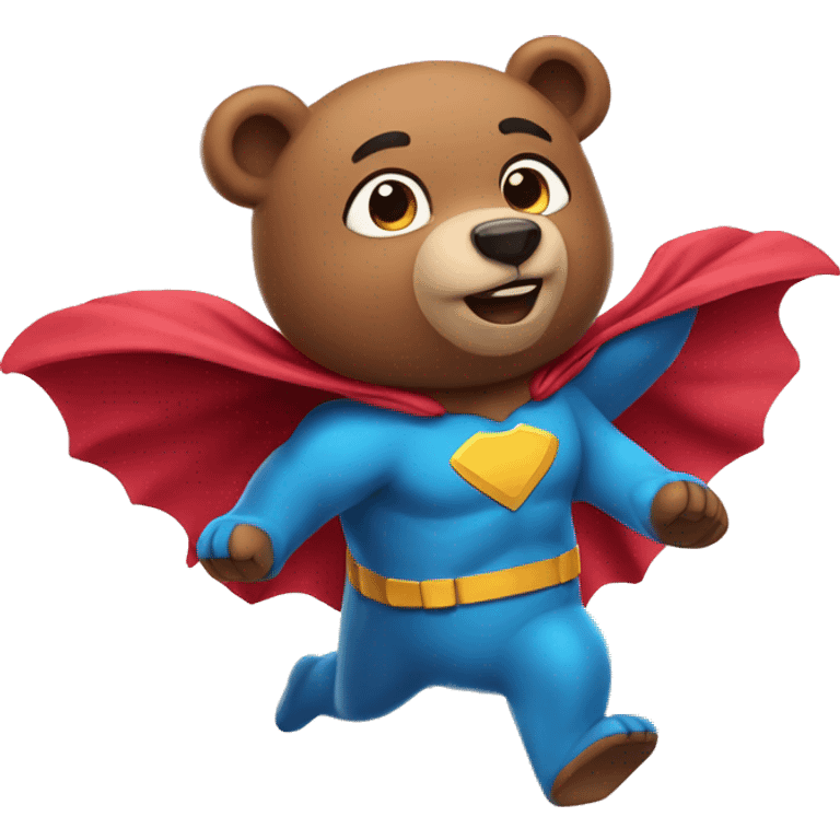 cute superhero bear flying emoji