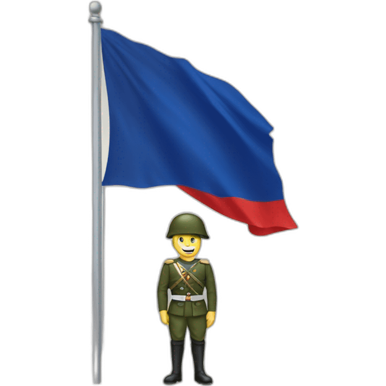 militaire devant le drapeau de la France emoji