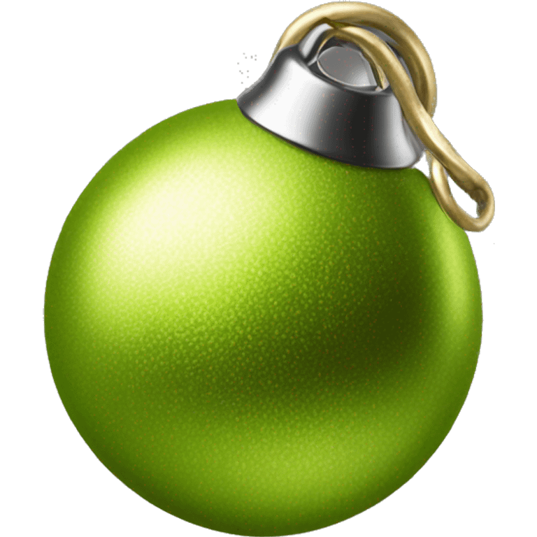 Realistic small round metallic chartreuse green jingle bell isolated. emoji