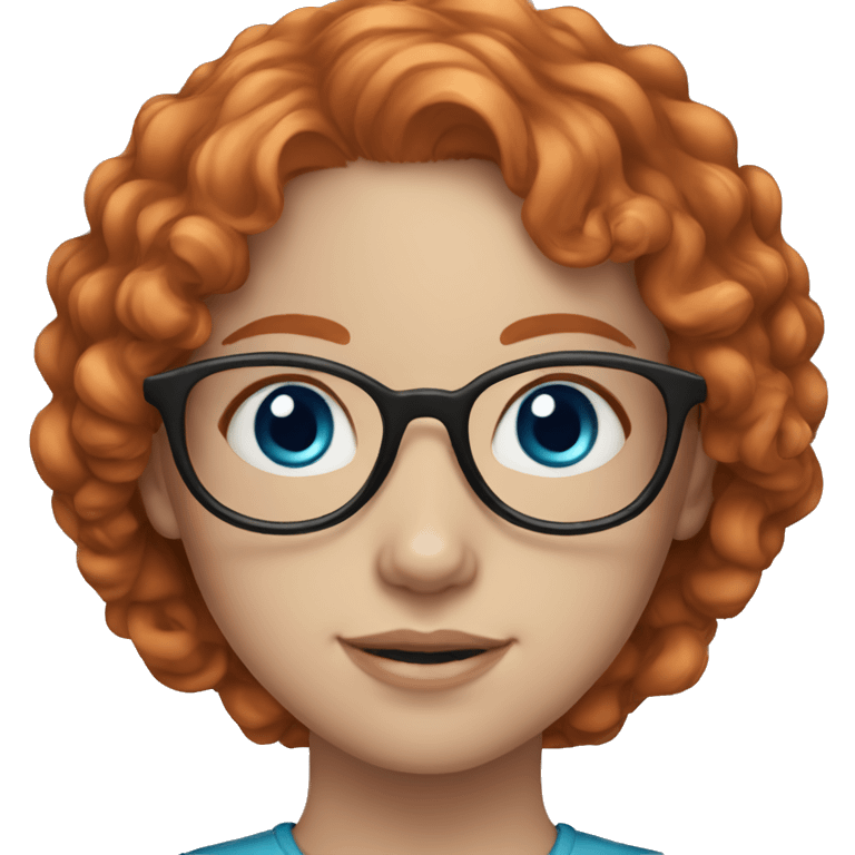 girl with light red curly hair, pale skin, blue eyesand glasses emoji