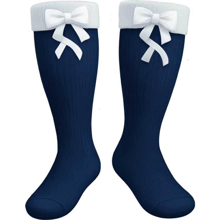 Navy blue socks with white bow  emoji