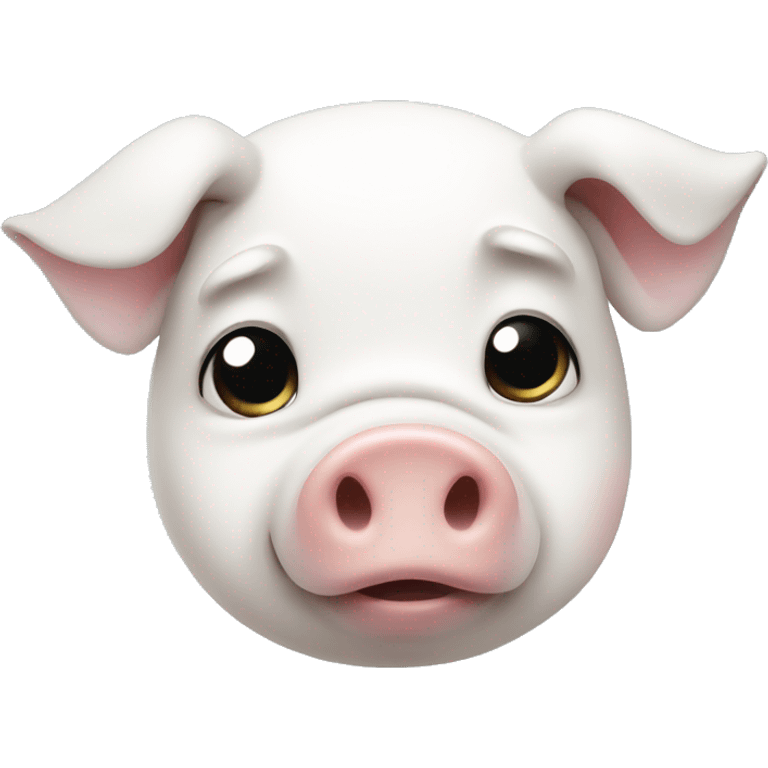 white pig with sad emoji